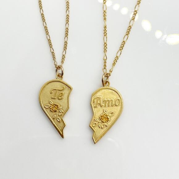 NEW Free People Te Amo BFF Half Heart Necklace Set - Picture 10 of 10